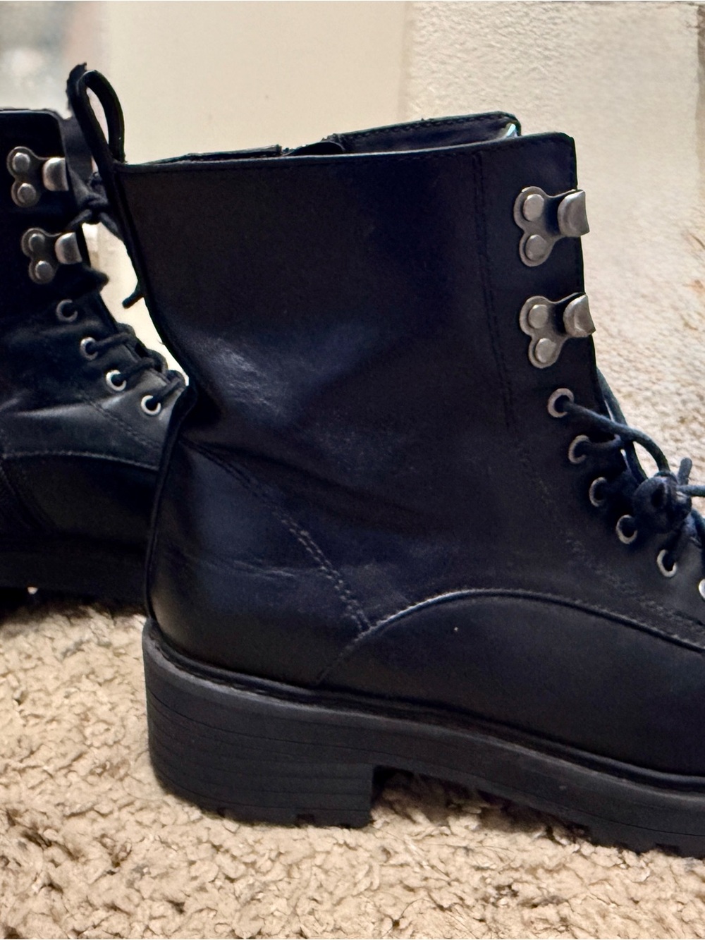 Black Lace-Up Combat Boots - Women's Ankle Boots